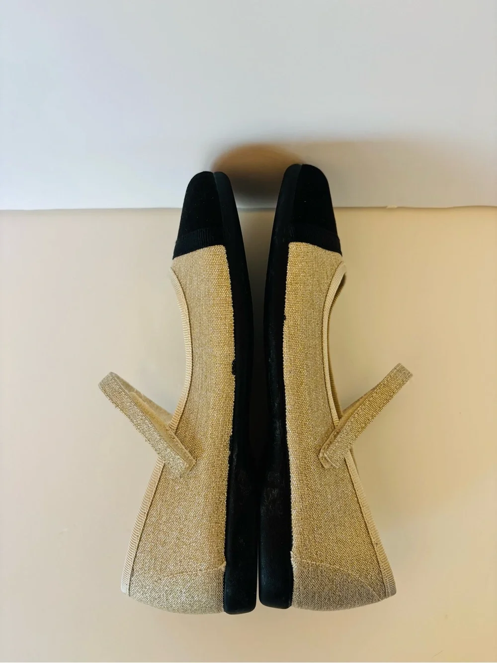 Childrenchic Emilia Gold Beige and Black Mary Jane Ballet Flat, size 3 (34EU)